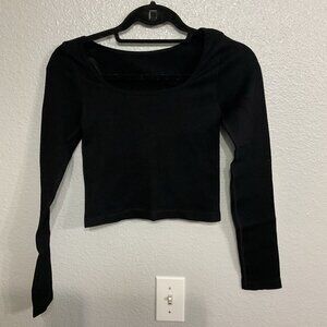OQQ Bodycon Black Slimming Top Size Medium New